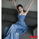 Meianjia new Chinese dressing gown female bride engagement dress toast dress niche light wedding dress banquet tube top dress blue dress M 165