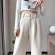 Fashimu 2024 Velvet verdickte Wollhosen mit weitem Bein für den Herbst und Winter, kleine, mit geradlinigen Bein wachsende Hoch-T-Hose für Frauen 6636 Kaffeefarben klein 2xl empfohlen 131-140jin [Jin gleich 0,5 kg]
