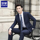 Romon Suit Men's Casual Suit Men's Suit Blazer Slim Groom's Best Groom Wedding Business Professional Clothes Black Double Button (Top) 2XL /180[130-145Jin[Jin equals 0.5 kg]]