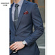 Carbonau wool blue British yuppie suit suit men's suit jacket casual engagement groom wedding formal wear anti-wrinkle glazed blue one button 42 tops trousers size remarks