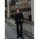 Xinghelai black casual suit jacket men's spring and autumn style yuppie men's trendy brand Hong Kong style Korean style suit complete set black suit + black trousers 2-piece set L 125Jin Jin equals 0.5 kg within