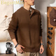 ElegantMan Henry Collar Sweater Men's Winter Lazy Style Thickened Tough Guy Loose Knitted Sweater Jacket Men's Autumn and Winter Khaki S _Suitable for 90-119Jin Jin is equal to 0.5 kg