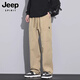 JEEP SPIRIT高档机能工装裤子男士秋冬款加绒加厚直筒伞兵运动休闲长裤男 9856军绿色 加绒 L 推荐【111-120斤】