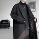 Qingchao Shang 8XL Extra Large Size Windbreaker Men's Spring and Autumn Korean Style Loose Long Woolen Coat Men's Fashion 300Jin Jin is equal to 0.5kg Youth Jacket Black and Cotton 8XL Recommended 265-290Jin Jin is equal to 0.5kg