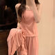 
Catman four-season pajamas for women pure cotton 2025 new pure and sweet style with chest pad simple blue three-piece set 831 apricot color with chest pad removable L Recommended 95-110Jin [Jin equals 0.5 kg]