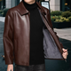 Middle-aged men's leather jacket plus velvet leather jacket men's casual loose large size leather jacket middle-aged and elderly dad wear black plus velvet M