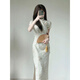 Qeeshine cheongsam Republic of China Style Miss 2025 new improved version dress temperament high-end young girl new Chinese style 846 apricot color [high-quality jacquard embroidery] M