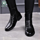 Holzspecker Chelsea -Stiefel Männer echtes Leder Low Top Retro weiche Lederseite Reißverschluss Britisch -Top Short Stiefel und Fleece Martin Boots Herren Schwarz -1 Single Schuh Flachferse 38 240