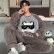 Simple direction men's pajamas autumn and winter coral velvet thickened flannel youth cartoon large-size winter home clothing set 3897 bear thin style 10XL small size m150cm/90Jin[Jin equals 0.5 kg]