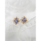Fat Donglai quality tanzanite earrings niche rhombus silver gold-plated zircon Japanese set Qiunai pair of earrings