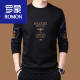 罗蒙（ROMON）男装秋冬款棉男士T恤长袖打底polo网球衫宽松加绒加厚t恤男潮流 9918飞鹰G黑色薄 170/L建议115-135斤