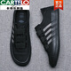 CARTELO. Canvas shoes men's 2025 new summer men's shoes breathable shoes men's casual shoes one-foot pedal shoes trendy all black (leather shoe size) 41