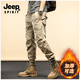 Jeep-Arbeitshose für Männer im Frühjahr und Herbst neue Freizeithosen für Männer losen Kleidung-resistenten trendigen Trends mittleren Alters und Füße für junge Menschen 679 Khaki#regulärer Stil 33 (Empfohlen 145-155jin [Jin gleich 0,5 kg]))