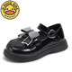 G.duck Little Yellow Duck Girls' Small Leather Shoes Spring and Autumn Fashion Bow Black Little Girls Black British Style Performance Shoes Casual HDL-Black 820 (Leather) Size 37 Inner Length 23.5cm