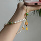 Bamboo leaf green glazed knot high mobile phone chain wrist lanyard national style mobile phone pendant U disk anti-lost long pendant bamboo round bead four-leaf flower