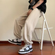 Jufeng [Venta en caliente en nuestra tienda] Pantalones de gofres para hombres en primavera y otoño Pantalones delgados de nueve puntos de nueve puntos Pantalones casuales rectos sueltos para hombres [actualización de nuevo producto-Estilo unido a los pies] K1049 Black XL [130-150Jin [Jin equivale a 0.5 kg] Wearable