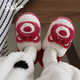 Dünne Streifen (Xixitiao) Paare Winter Mode Home Schuhe Spielzeug Spielzeug süße Erdbeerbärenbeutel und Baumwollschuhe für Männer und Frauen Rose rotes halbe Beutel 5010 Erdbeerbär 38 38-39