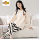 MIDNITE STAR pure cotton pajamas for women spring and autumn long sleeves internet celebrity round neck autumn sweet home clothes cotton set YSH-long sleeves set #1289 M double-sided pure cotton/suggested 80-100Jin [Jin equals 0.5 kg]