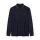 Qipai men's polo shirt long-sleeved spring and summer waffle texture casual polo shirt 0150 Navy XL (180)