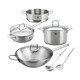 ZWILLING pot set, stainless steel wok, steamer, soup pot, steamer, frying pan, spatula, spoon, complete set of cooking utensils, stainless steel pot - frying, soup and cooking utensils, 6-piece set