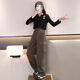 
Yoyo one (Yoyo one) Girls' labor pants spring and autumn style girls autumn suit children's straight pants sports plus velvet wide-leg pants girls 15052 brown color [pure cotton-spring and autumn style] 160cm (recommended 75-90Jin [Jin equals 0.5 kg])