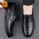 Old Man's Head Men's Business Leather Shoes Soft Leather Soft Sole Bean Shoes Genuine Leather Breathable Slip-on Shoes Light Casual Men's Shoes Black 40 (250mm)