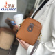 袋鼠2025小包包女新款真软皮女包手机包百搭水桶包斜挎包潮流迷你女包 米白色