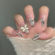 Imagen Beauty (Imágenes) Uso de Armor Cat Eye Crystal Butterfly Año Nuevo a mitad de longitud Manicura Patch de uñas Terminada Color francés BY1047# Crystal Purple Butterfly 1 ml de pegamento estilo