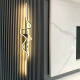 Minimalist wall lamp Modern simple long strip lamp Creative personalized living room grille lamp TV background wall lamp lighting 7507 black/long 100cm-three colors change light