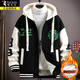 Woodpecker Youth Jacket Boys 2025 Autumn and Winter New Thickened Baseball Uniform Hooded Jacket Handsome and Versatile Men's Clothing 20550/616 Black Velvet XL Recommended 110-130Jin Jin equals 0.5 kg