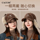 CACUSS baseball cap women's winter plaid thickened warm large head peaked cap anti-cold ear protection Lei Feng hat women