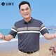 宝财羊爸爸夏装冰丝短袖t恤男条纹polo衫半袖中老年人上衣服父亲节礼物