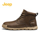 Jeep Jeep Martin Boots Herren Winter 2024 Neues echtes Leder weicher Sohle bequemer High Top Herrenschuhe und vielseitige Freizeit Lederstiefel Khaki 42