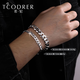 Ruofei Platinum Cuban Bracelet Men's pt950 Platinum Men's Bracelet Shows Thickness and Personality Trendy Brand Cuban Bracelet as a Gift for Your Boyfriend Do Not Shoot* Customized Deposit Specifications
