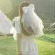 Half bridal veil, confession of love, proposal, certificate, bow cover, hair clip, fairy photo photo props, QC large bow veil, about 60cm long