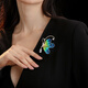 Oppenheimer benheart intangible cultural heritage Blue Butterfly Dream brooch high-end female corsage niche design velvet flower pin gift brooch-Blue Butterfly Dream Champagne Gold