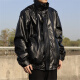 
Zhaoxun Hebei Xinji leather jacket American retro motorcycle leather jacket men's spring and autumn street handsome leather jacket W9227 black L