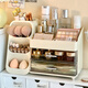 Nafenai Desktop Cosmetics Storage Box High-end Makeup Brush Storage Bucket Skin Care Product Compartment Drawer Storage Box Storage Rack Cream A/Makeup Brush Integrated Makeup Box