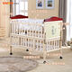 Master's degree (XS) crib solid wood splicing large bed mobile baby cradle children's bed new multi-functional environmentally friendly European style pine wood paintless single bed (6-piece set for sleeping with 6 pieces) + brown pad