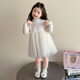 Disney (Disney) girls winter dress 2025 new children's autumn and winter velvet fashionable baby girl super beautiful princess dress off-white thickened and warm 110