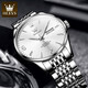 OLEVS Swiss Certified Watch Men's Simple Business Simple Watch Mechanical Watch Doble Calendar Luminoso Watrip Watch Olevs-9928 Steel Strip White