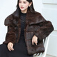 Gu Bing Rex Rabbit Fur Short Jacket for Women Navy Collar Design Temperament Socialite Winter New Product Simple and Trendy Brown M Recommended Weight 90/110 Jin Jin is equal to 0.5 kg