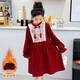 Disney (Disney) Girls New Chinese Style Red Velvet Dress 2025 Western Style Older Children's New Year's Clothes Winter Wear Festive Fashionable Skirt New Chinese Style Embroidered Velvet Dress Small Fragrance Style Without Bag 120 Recommended to wear 110cm height
