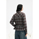 Birds and New Wine Design Drawstring Plaid Long Sleeve Shirt Women's 2025 Winter New Lapel Loose Top Plaid Tan HMJ04 L