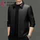 JINBA new autumn and winter middle-aged lapel genuine leather jacket for men slim sheepskin daddy casual leather jacket 8116 black single leather one size 190/56