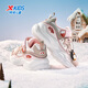 XTEP Children's Shoes Girls' Penguin Shoes Winter Cartoon Velcro Fine Mink Velvet Cotton Shoes Dawn Powder/Ice Cream Powder 32