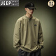 JEEP SPIRIT extra large size 300Jin Jin is equal to 0.5kg Henry collar long-sleeved T-shirt men's spring and autumn American loose layered polo. shirt sweatshirt ins trendy brand black XL recommended 120-150Jin Jin is equal to 0.5kg