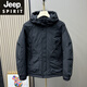 JEEP SPIRIT Casual Cotton Clothes Men's Winter New Outdoor Padded Jacket Loose Fashionable Hooded Workwear Jacket Thickened Cotton Jacket Black XL