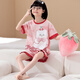 浪莎母女亲子装睡衣女童夏季短袖薄款纯棉家居服小女孩学生夏天套装 LYP687 XS (140) 130-140CM/70斤左右