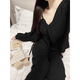Fhhuabd französische reine spitze sexy Frauenpyjamas mit Brustpolster dreiköpfiger Feder- und Herbst-Bow-Hossport-Strickjacke Hauskleidung 677 Schnitt Herrenspitze Drei-teilige Set [mit Brustpolster] S [Empfohlen 85 Jin [Jin gleich 0,5 kg]]]
